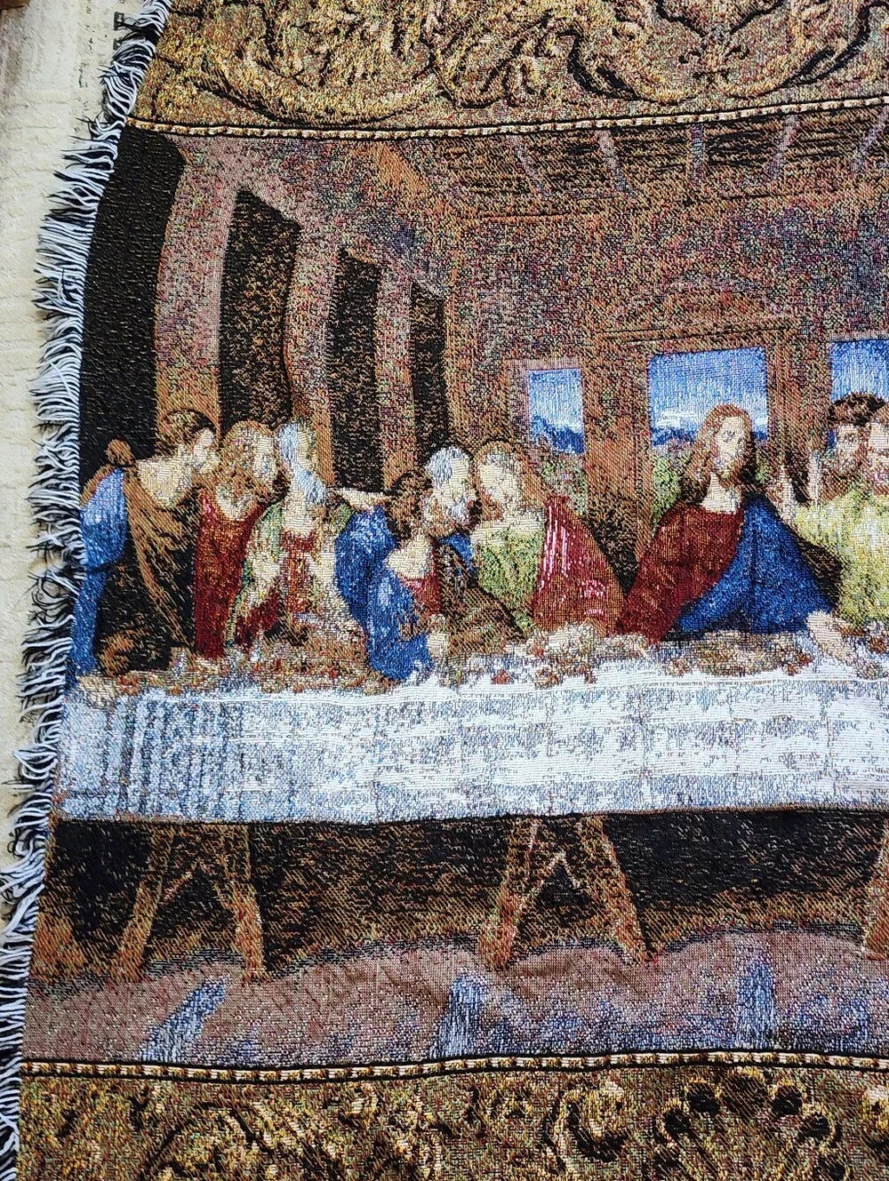 The Last Supper Tapestry Throw Blanket Multicolor 51×42 Chritian Religious Jesus